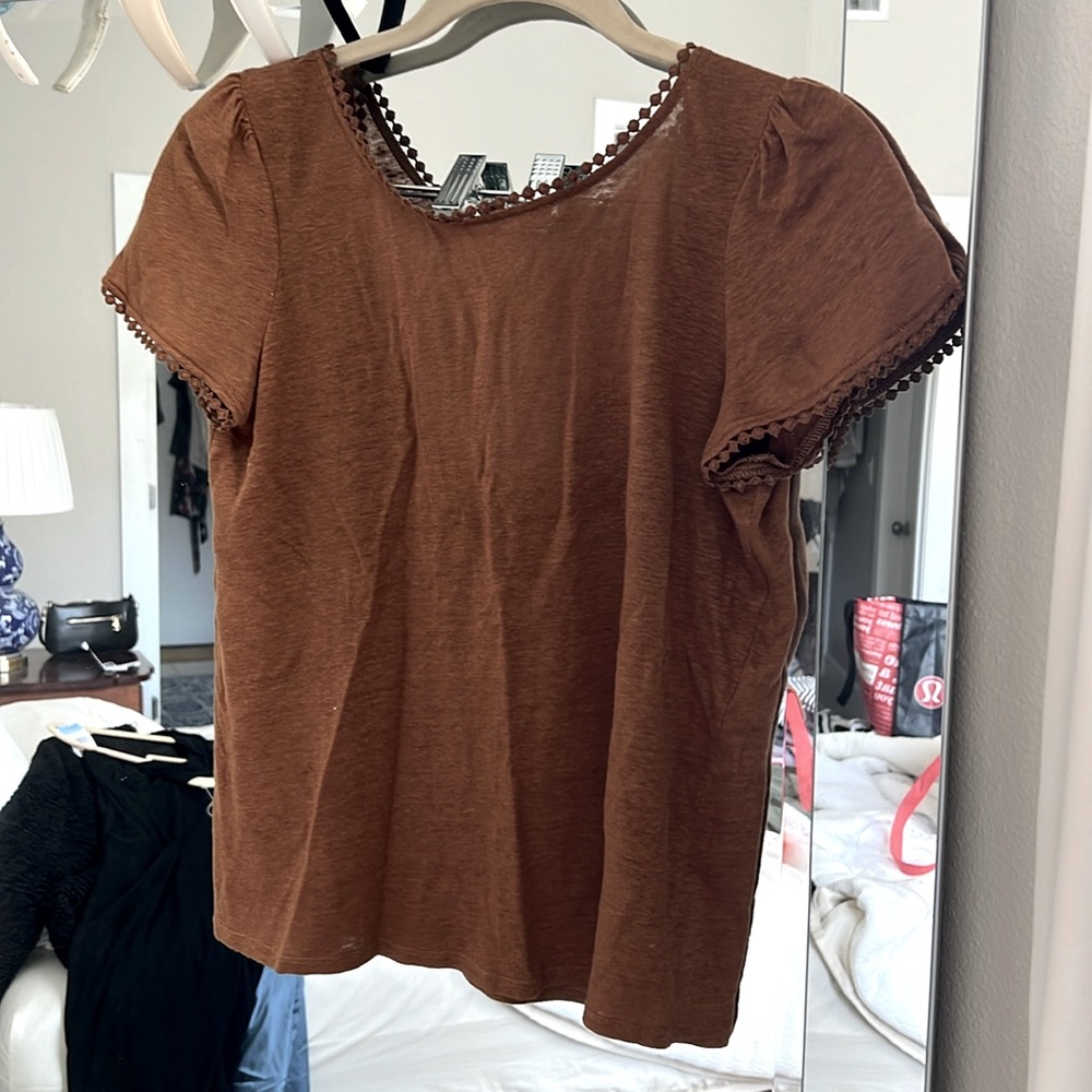 Sézane | Scalloped Sleeve 100% Cotton Tee | Size XS
